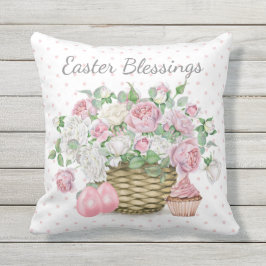 Almohada al aire libre Pascua Floral rosa, huevos,