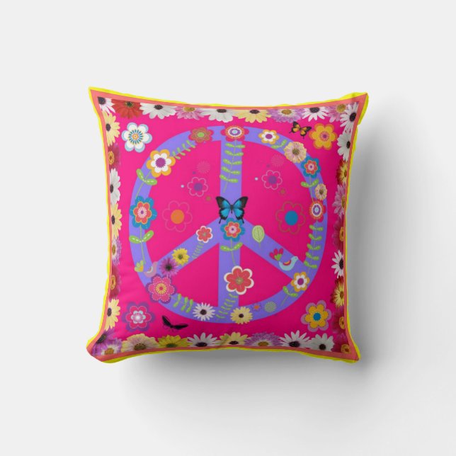 Almohada - Almohada con símbolo de paz retro Groov (Anverso)
