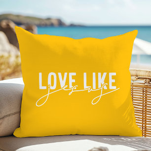 Almohada amarilla Amor como Jesús cristiana
