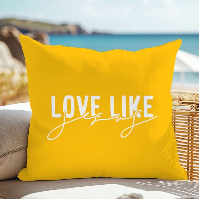 Almohada amarilla Amor como Jesús cristiana (Subido por el creador)
