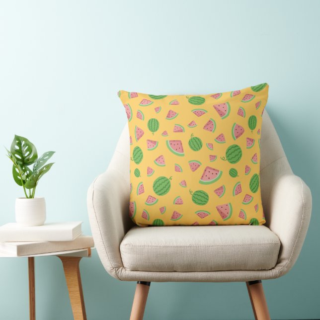 Almohada amarilla con patrón de sandía adorable (Silla)