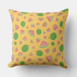 Almohada amarilla con patrón de sandía adorable