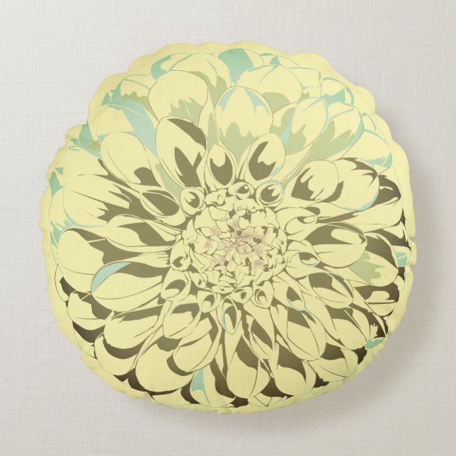 Almohada amarilla de flor de dalia (Anverso)