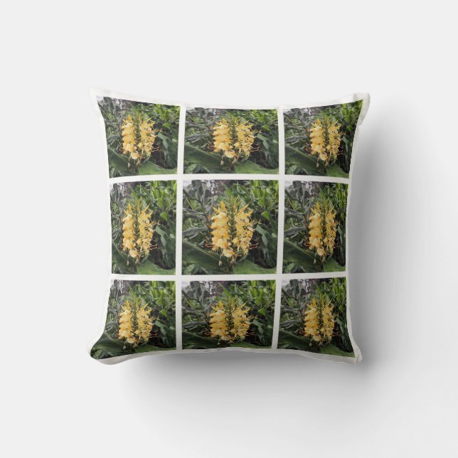 Almohada amarilla de flores de Costa Rica (Anverso)