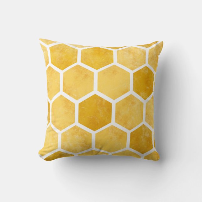 Almohada amarilla de la abeja del panal del (Anverso)