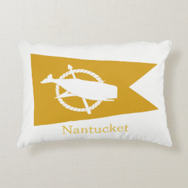 Almohada amarilla de la bandera de la ballena de