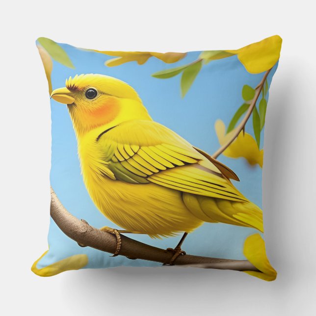 🌞 Almohada Amarilla de Pájaro para Lanzar Acento  (Anverso)