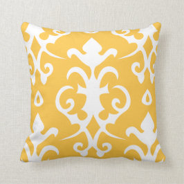 Almohada amarilla del damasco del modelo del