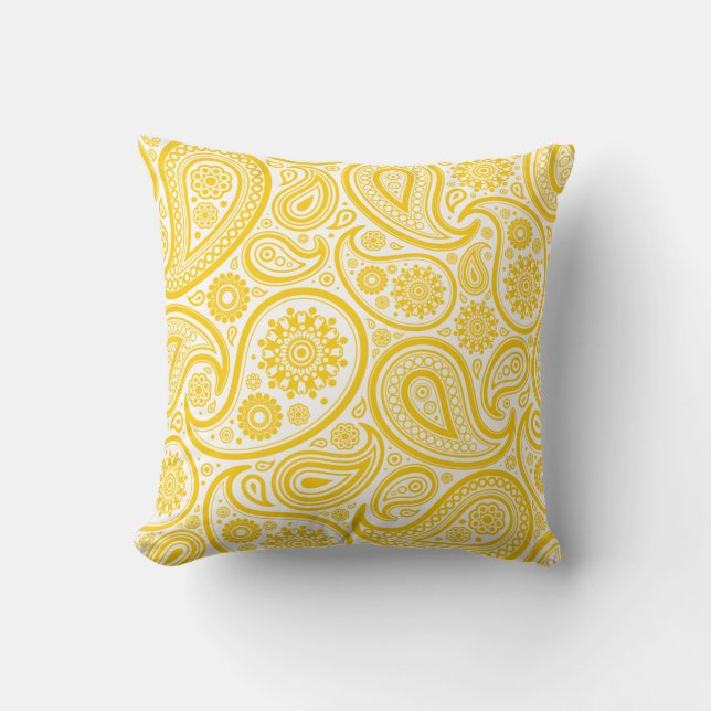 Almohada amarilla del estampado de flores de (Anverso)