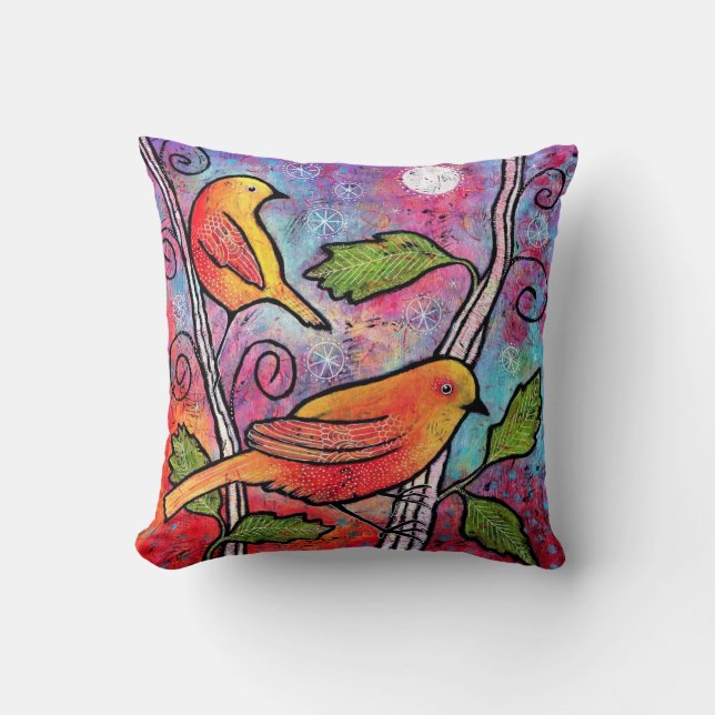 Almohada amarilla del pájaro (Anverso)