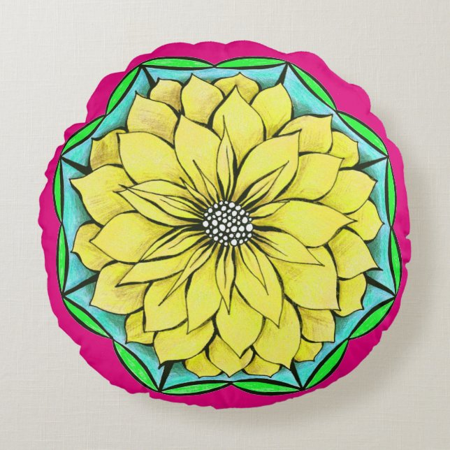 Almohada AMARILLA del POINSETTIA (Anverso)