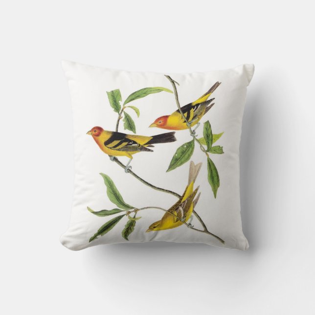 Almohada amarilla del Tanager de John James (Anverso)