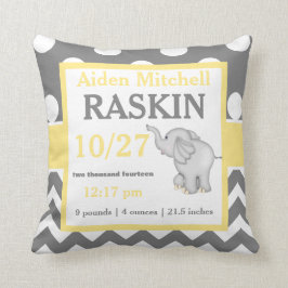 Almohada amarilla gris de la invitación del bebé