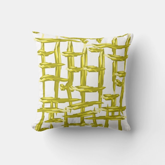 Almohada amarilla tejida textualmente (Anverso)