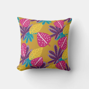 Almohada amarilla tropical para decoración del hog