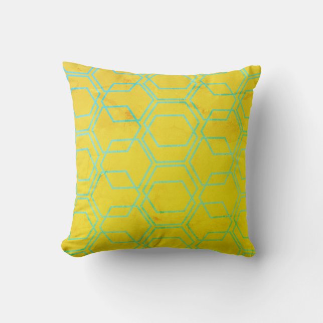 Almohada Amarilla Verde de Formas Geométricas Auda (Anverso)