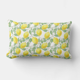 Almohada Amarilla y Blanca con Estampado de Limón