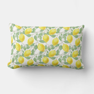 Almohada Amarilla y Blanca con Estampado de Limón