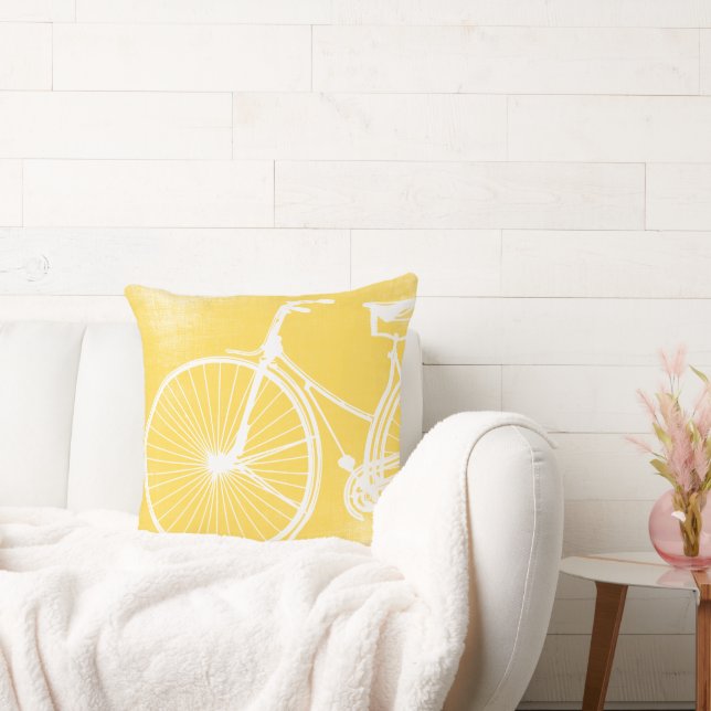 Almohada amarilla y blanca para bicicletas (Sofá)