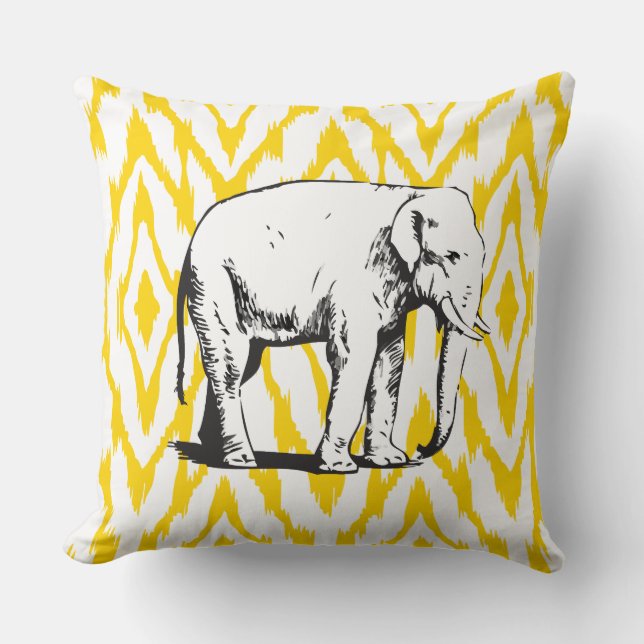 Almohada amarilla y gris del elefante blanco de (Anverso)