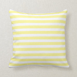 Almohada amarillo claro y blanca de las rayas