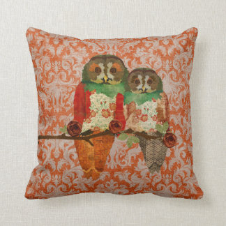 Almohada ambarina de MoJo del damasco de los búhos
