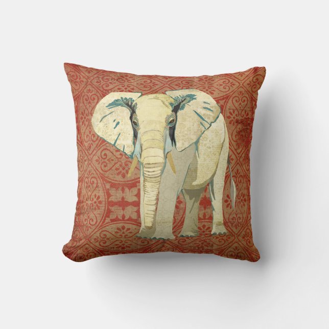 Almohada ambarina del damasco del elefante blanco (Anverso)