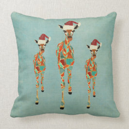 Almohada ambarina y azul festiva de las jirafas