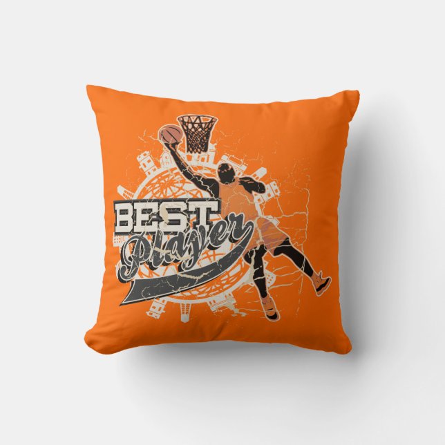 Almohada americana del baloncesto anaranjado y (Anverso)