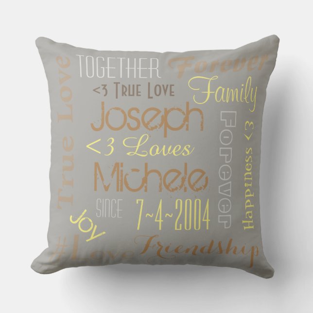 Almohada Amor Eterno Nombres y Fecha Personalizado (Anverso)