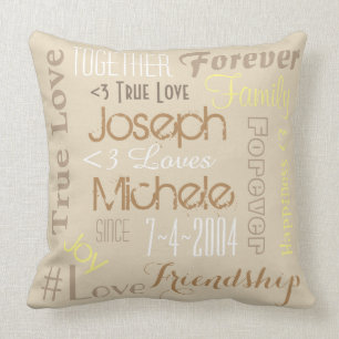 Almohada Amor Eterno Nombres y Fecha Personalizado