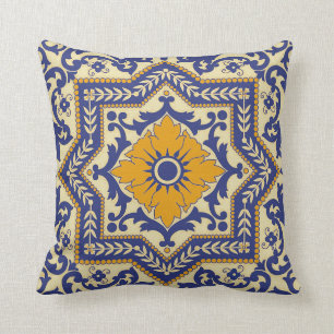 Almohada anaranjada azul del estilo de cerámica d