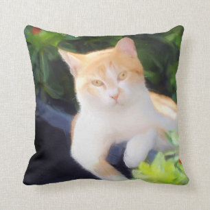 Almohada anaranjada del cuadrado del gato de Tabby