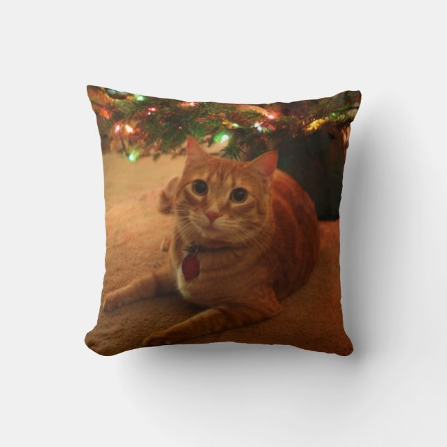 Almohada anaranjada del navidad del Tabby (Anverso)