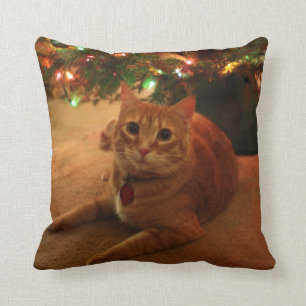 Almohada anaranjada del navidad del Tabby