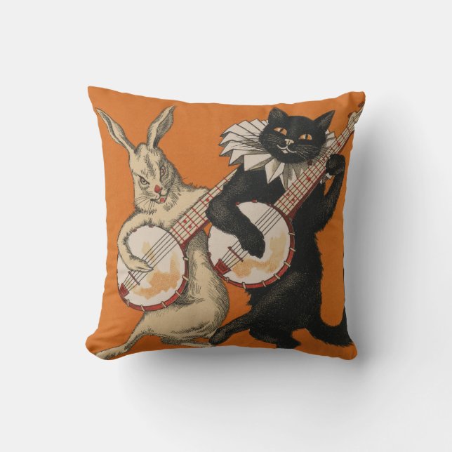 Almohada anaranjada para los amantes del gato - (Anverso)