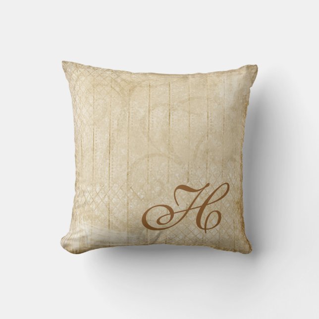 Almohada apenada de la decoración del monograma (Anverso)