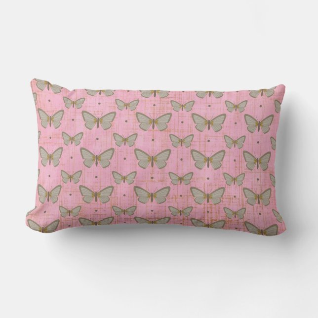 Almohada apenada rosa de la mariposa (Anverso)
