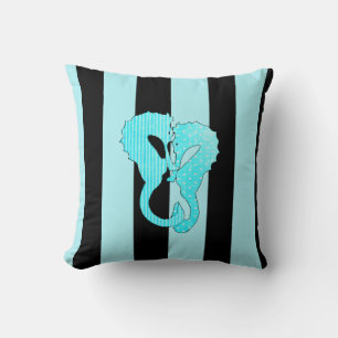 Almohada Aqua Azul Negro Caparazón y Caballitos de