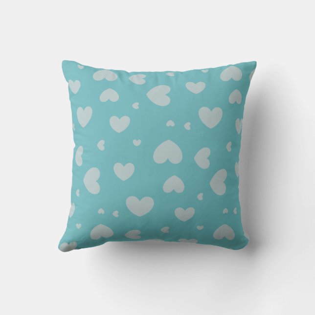 almohada Aqua con corazones HAMbyWG (Reverso)