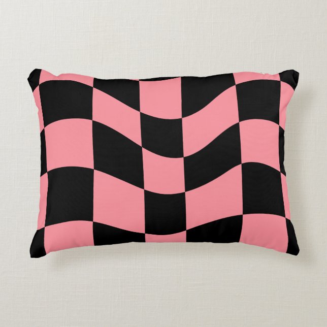 Almohada arrojadiza de tablero de ajedrez deformad (Anverso)