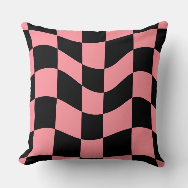 Almohada arrojadiza de tablero de ajedrez deformad (Anverso)