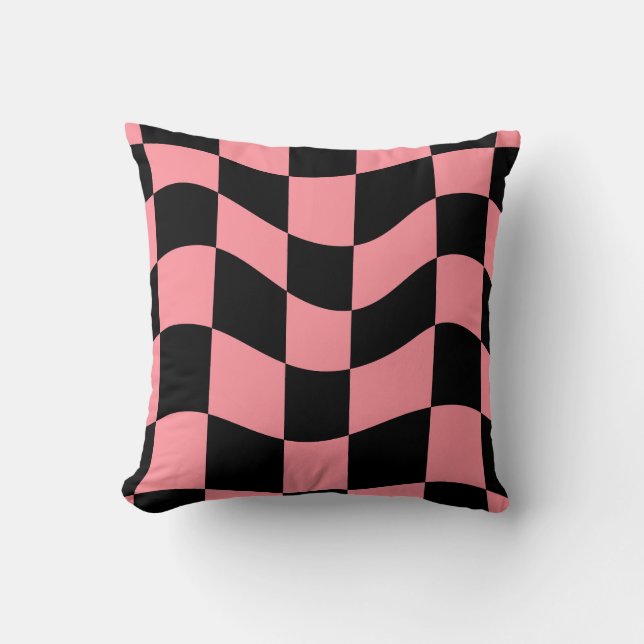 Almohada arrojadiza de tablero de ajedrez deformad (Anverso)