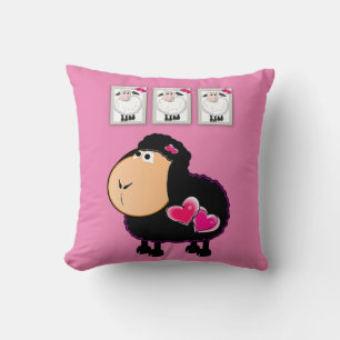 Almohada Arrojadiza Oveja Rosa Corazones Rosas