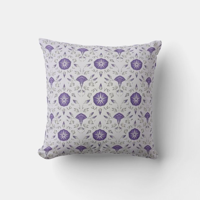 Almohada Art Déco de Gloria de la Mañana Violeta (Anverso)