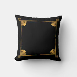 Almohada Art Déco de lujo negra y dorada – Geom el