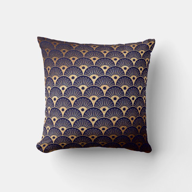 Almohada Art Deco Golden Blu Navy Seasheles (Anverso)