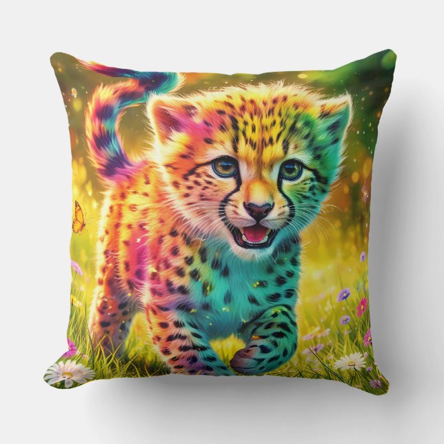 Almohada Artística de Cachorro de Guepardo Colorid (Anverso)