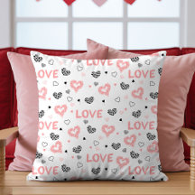 Almohada artística de corazón negro rosa Regalo ad