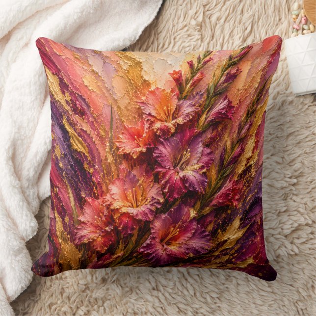 Almohada artística de gladiolo, flor de nacimiento (Manta)